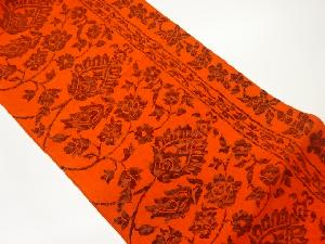 手織り真綿紬花唐草模様織出し名古屋帯